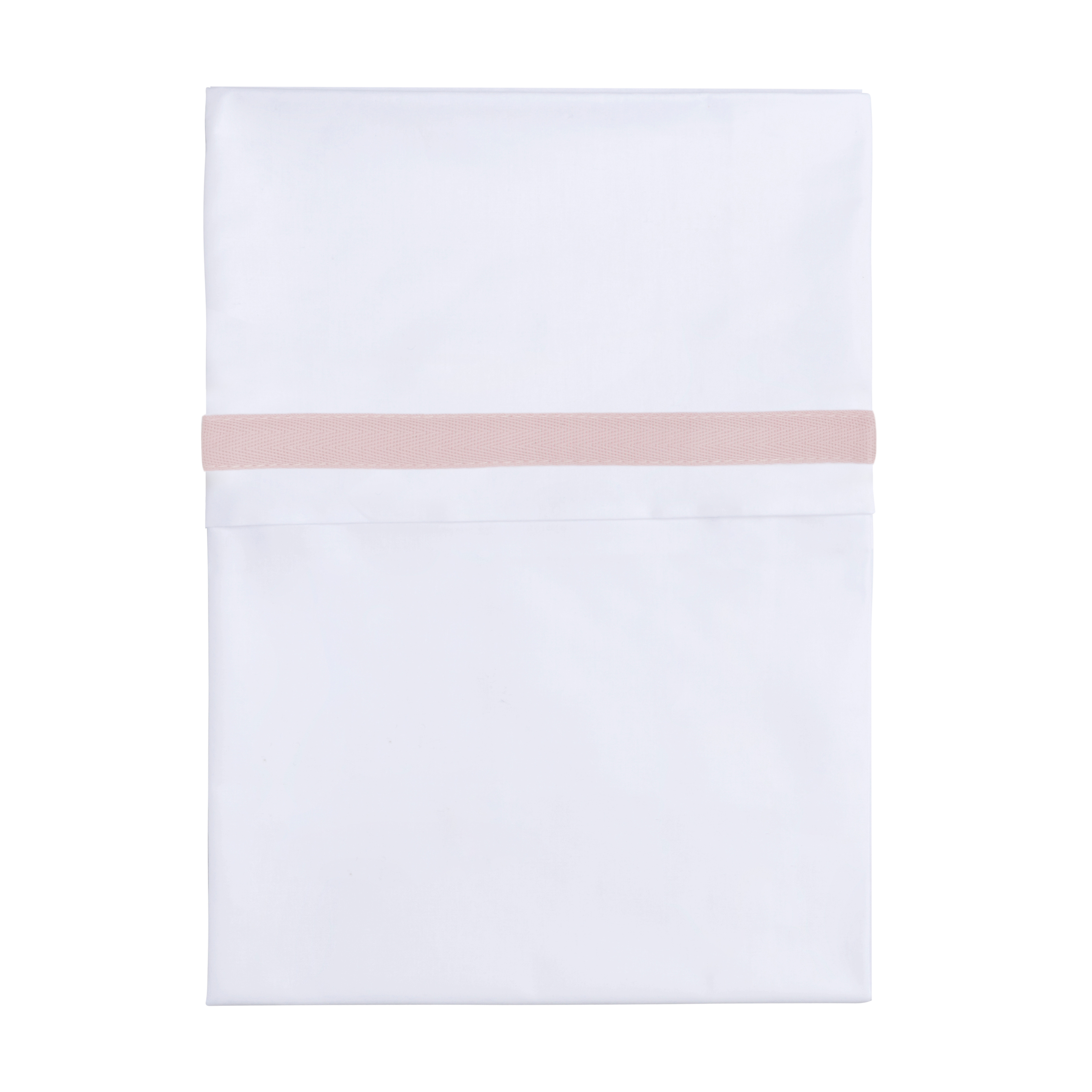 Baby crib sheet woven ribbon old pink/white
