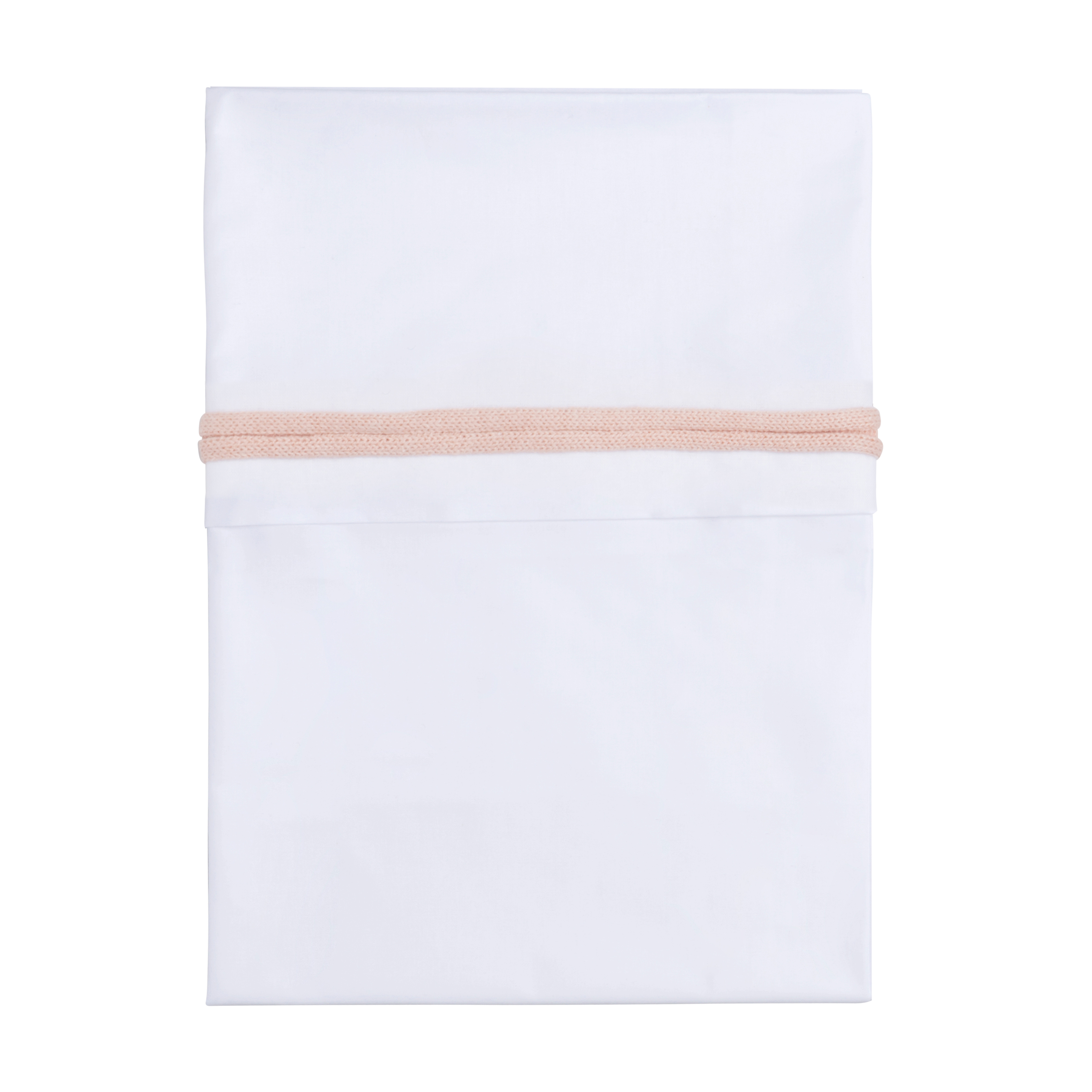 Baby crib sheet knitted ribbon blush/white