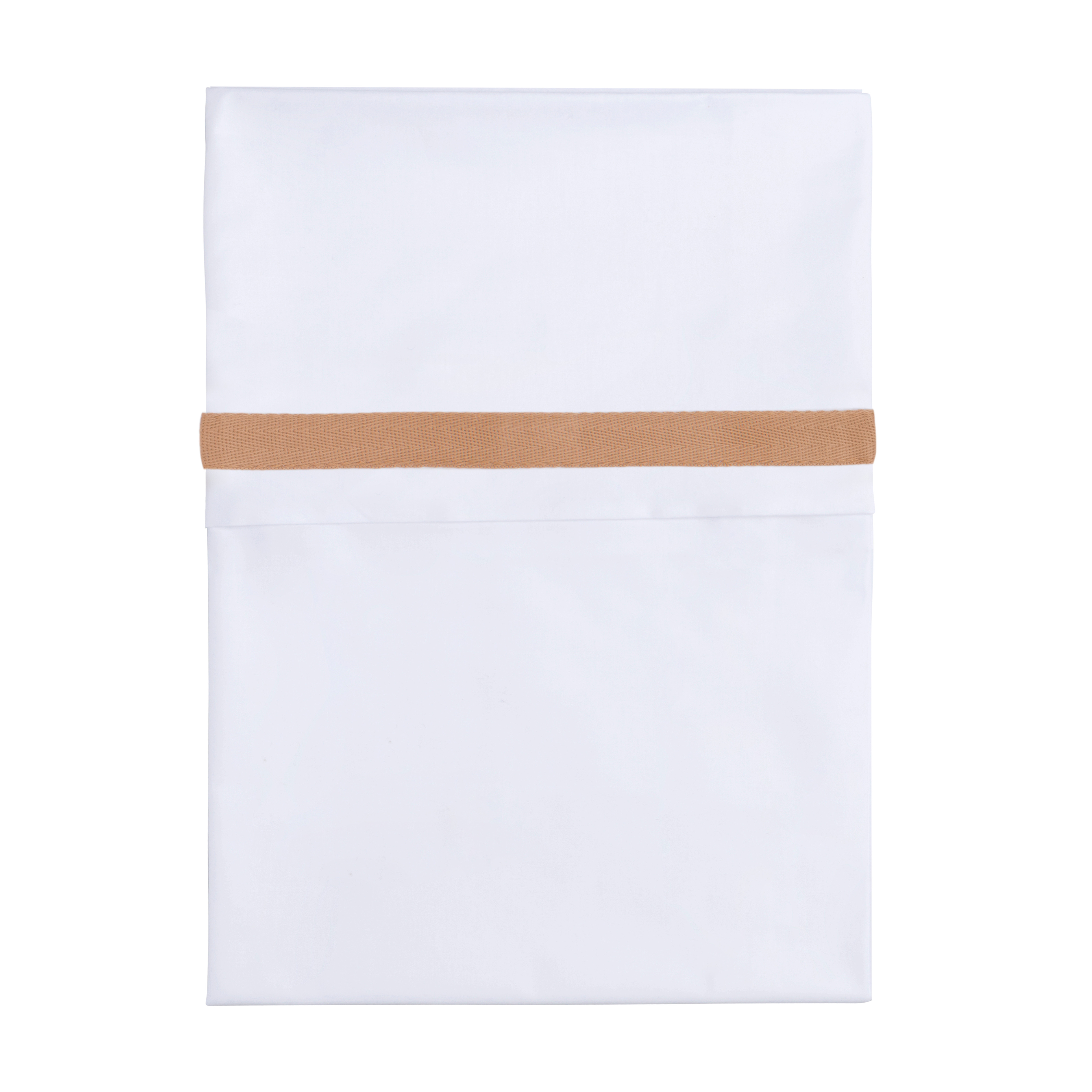 Cot sheet woven ribbon caramel/white