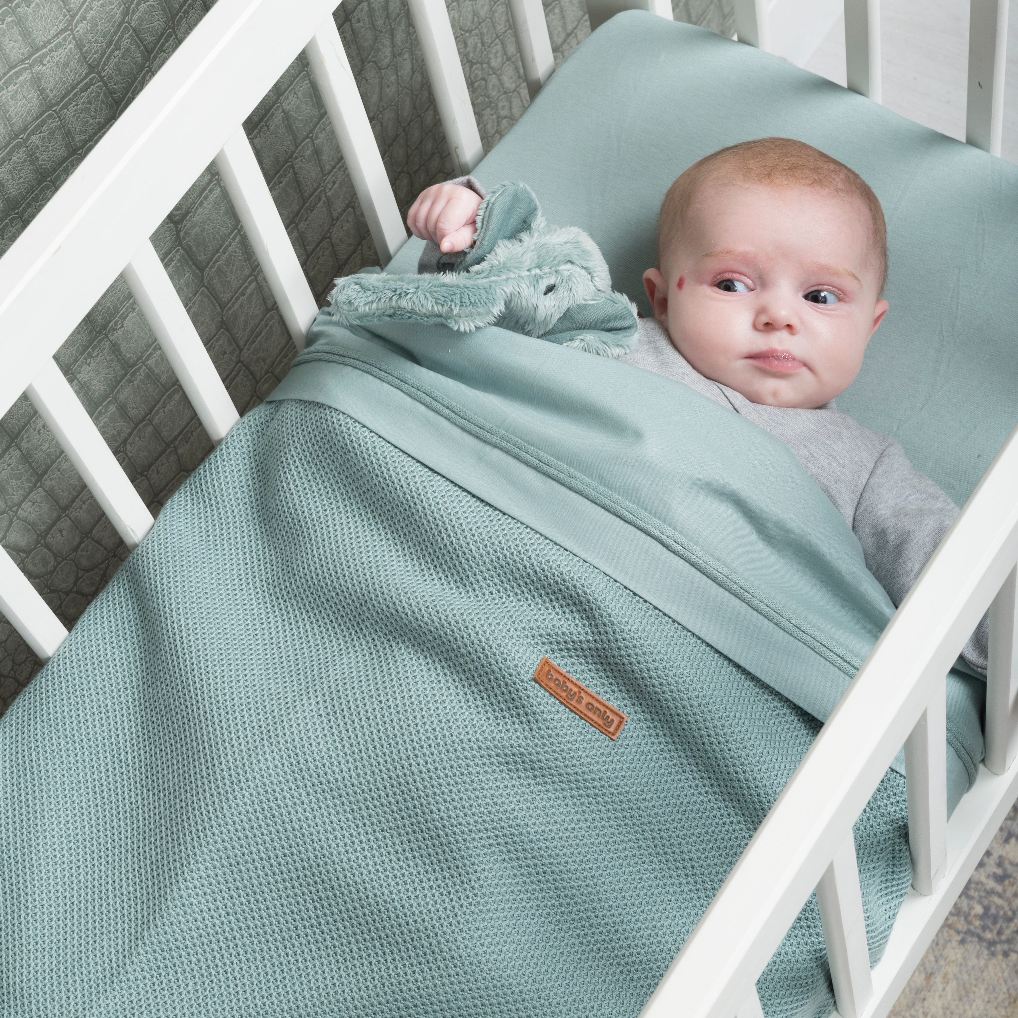 Cot blanket teddy Classic stone red